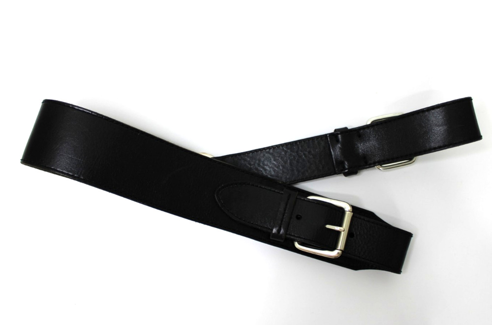 LAUREN Ralph Lauren Silver Tone & Black Leather Replacement Strap